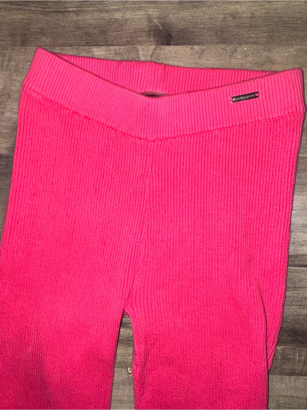 Manière De Voir Pink Ombre Ribbed Knit Bell Bottom Flare Pants Y2K Barbiecore M - Picture 6 of 6